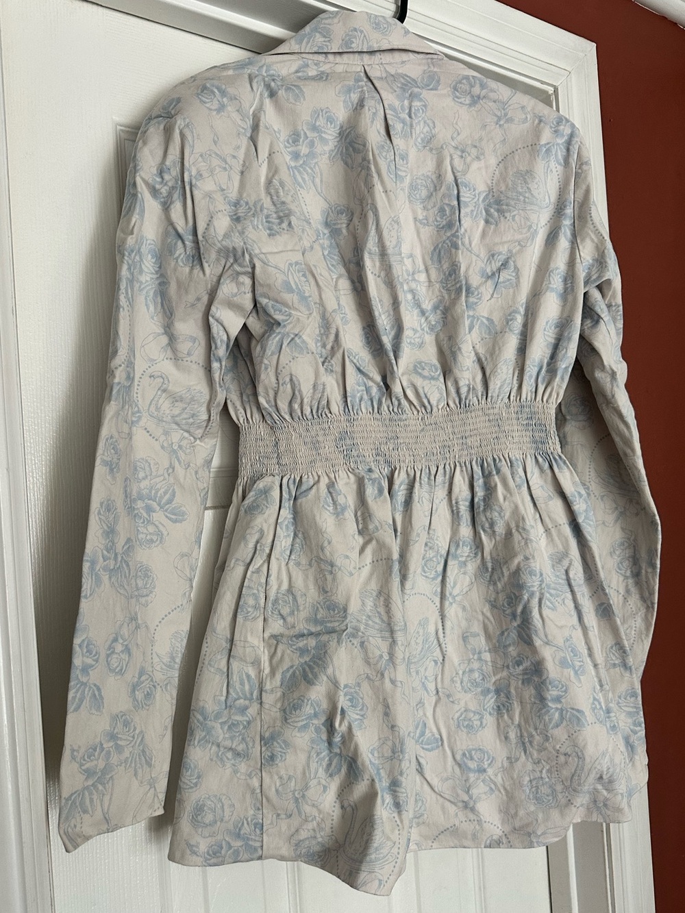 For Love & Lemons Pale Blue and Ivory Mini Blazer Dress - Picture 6 of 6
